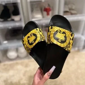 MAKE ME AN OFFER❣️NIB Baroque Embossed VERSACE pool slides. Size 12US/45IT Buyr.com | Shoes | Versace - Baroque Pool Slides main image 3